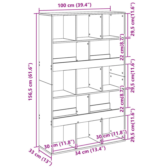 Bibliotecă, alb, 100x33x156,5 cm, lemn prelucrat - WALTI WALTI