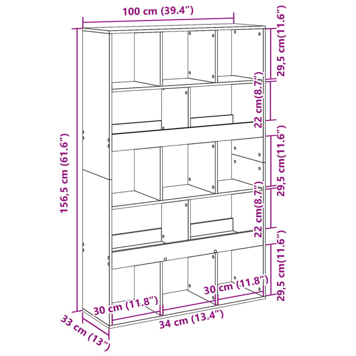 Bibliotecă, negru, 100x33x156,5 cm, lemn prelucrat - WALTI WALTI