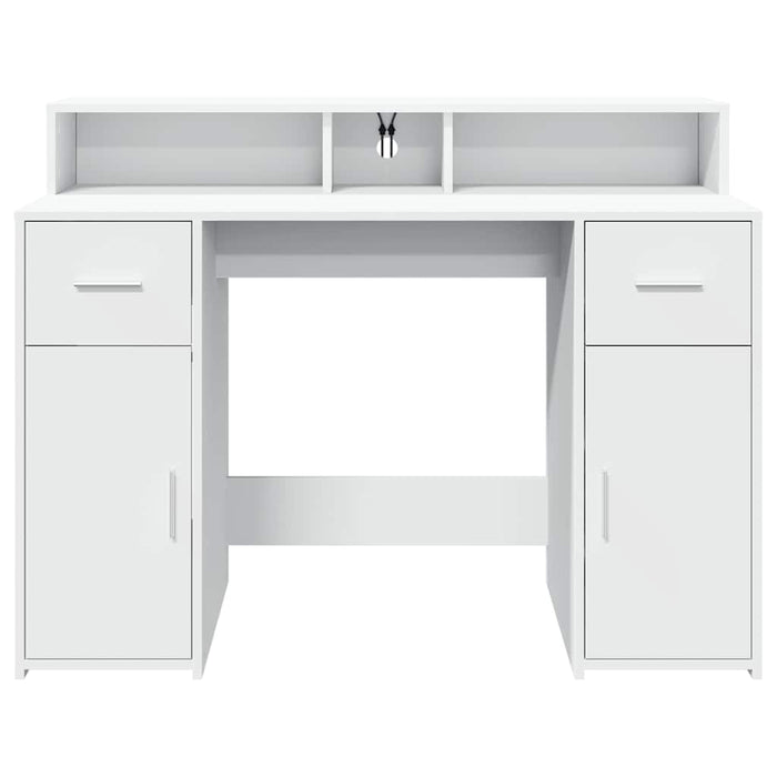 Birou cu lumini LED, alb, 120x55x91 cm, lemn prelucrat - WALTI WALTI