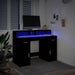 Birou cu lumini LED, negru, 120x55x91 cm, lemn prelucrat - WALTI WALTI