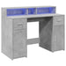Birou cu lumini LED, gri beton, 120x55x91 cm, lemn prelucrat - WALTI WALTI