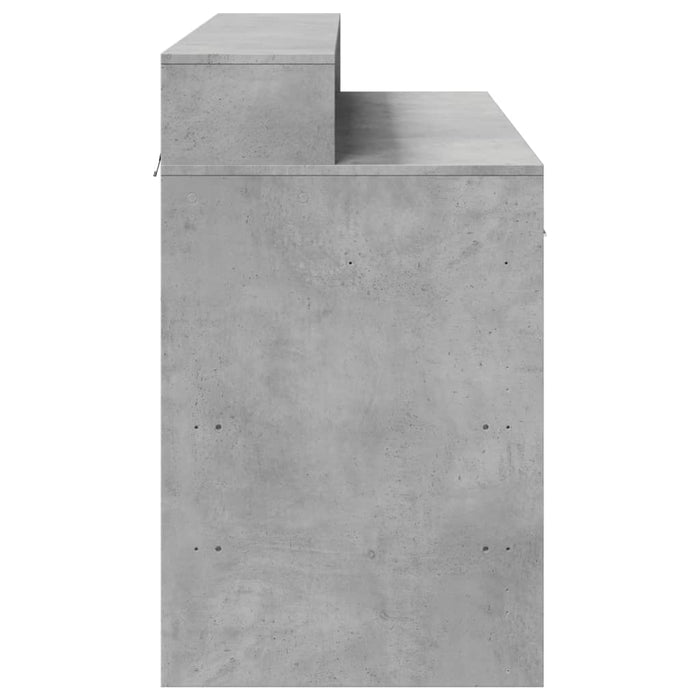 Birou cu lumini LED, gri beton, 120x55x91 cm, lemn prelucrat - WALTI WALTI