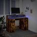 Birou cu lumini LED stejar fumuriu 120x55x91 cm lemn prelucrat - WALTI WALTI