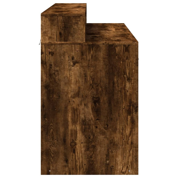 Birou cu lumini LED stejar fumuriu 120x55x91 cm lemn prelucrat - WALTI WALTI