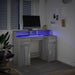 Birou cu lumini LED, gri sonoma, 120x55x91 cm, lemn prelucrat - WALTI WALTI