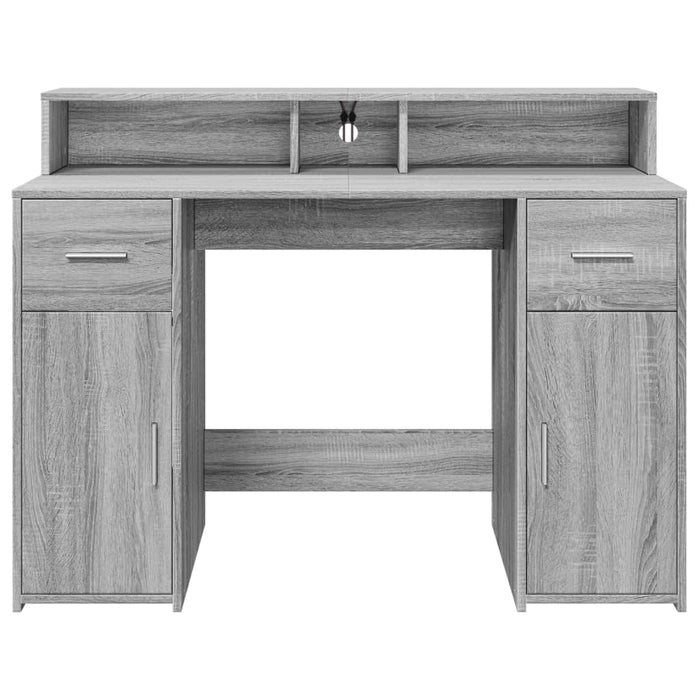Birou cu lumini LED, gri sonoma, 120x55x91 cm, lemn prelucrat - WALTI WALTI