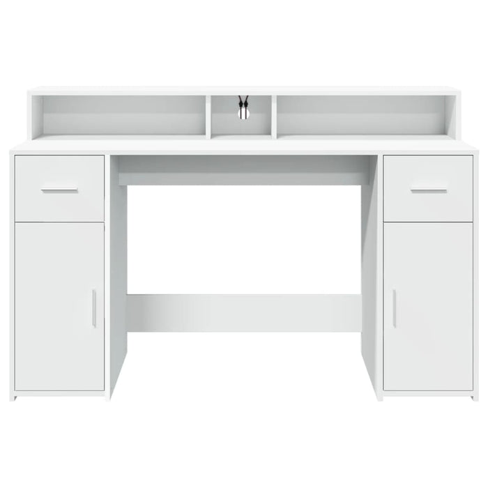 Birou cu lumini LED, alb, 140x55x91 cm, lemn prelucrat - WALTI WALTI