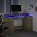 Birou cu lumini LED stejar sonoma, 140x55x91 cm, lemn prelucrat - WALTI WALTI