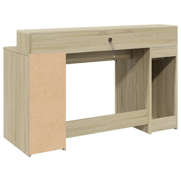 Birou cu lumini LED stejar sonoma, 140x55x91 cm, lemn prelucrat - WALTI WALTI