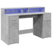 Birou cu lumini LED, gri beton, 140x55x91 cm, lemn prelucrat - WALTI WALTI