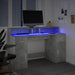 Birou cu lumini LED, gri beton, 140x55x91 cm, lemn prelucrat - WALTI WALTI