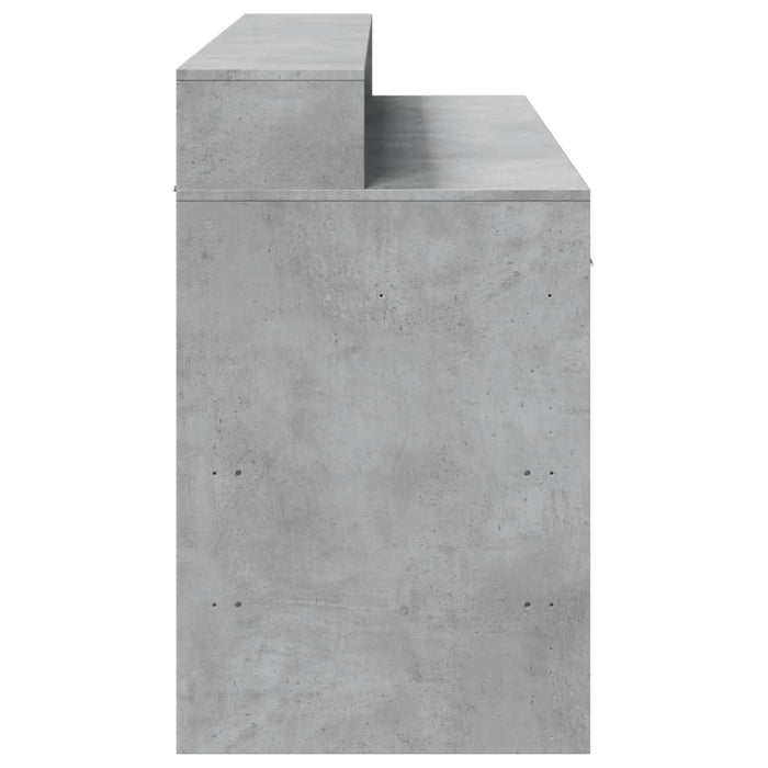 Birou cu lumini LED, gri beton, 140x55x91 cm, lemn prelucrat - WALTI WALTI
