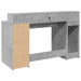 Birou cu lumini LED, gri beton, 140x55x91 cm, lemn prelucrat - WALTI WALTI