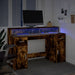 Birou cu lumini LED stejar fumuriu 140x55x91 cm lemn prelucrat - WALTI WALTI