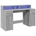 Birou cu lumini LED, gri sonoma, 140x55x91 cm, lemn prelucrat - WALTI WALTI