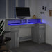 Birou cu lumini LED, gri sonoma, 140x55x91 cm, lemn prelucrat - WALTI WALTI