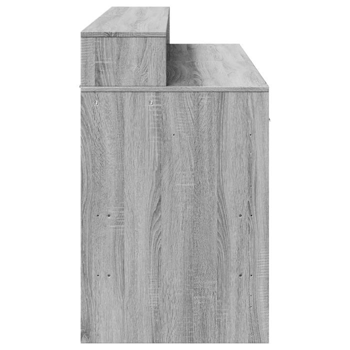 Birou cu lumini LED, gri sonoma, 140x55x91 cm, lemn prelucrat - WALTI WALTI