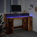 Birou cu lumini LED, lemn vechi, 140x55x91 cm, lemn prelucrat - WALTI WALTI