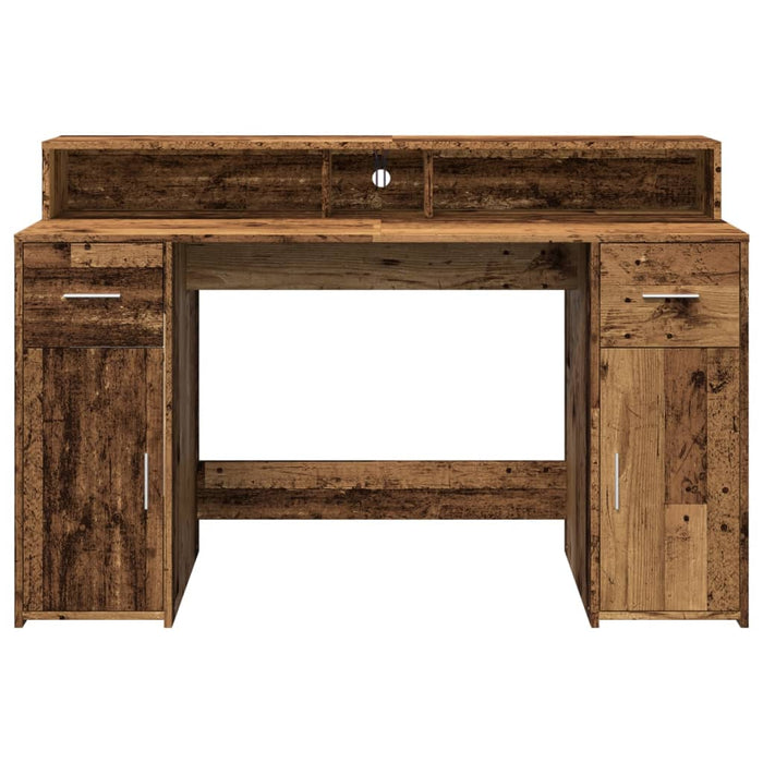 Birou cu lumini LED, lemn vechi, 140x55x91 cm, lemn prelucrat - WALTI WALTI