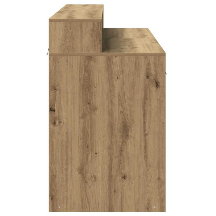Birou cu lumini LED stejar artizanal 140x55x91cm lemn prelucrat - WALTI WALTI
