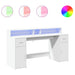 Birou cu lumini LED, alb, 160x55x91 cm, lemn prelucrat - WALTI WALTI
