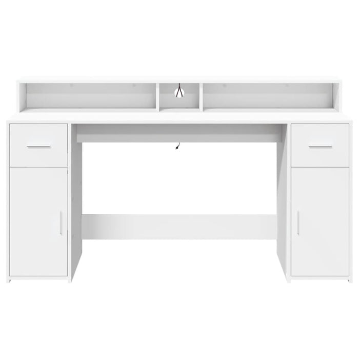Birou cu lumini LED, alb, 160x55x91 cm, lemn prelucrat - WALTI WALTI