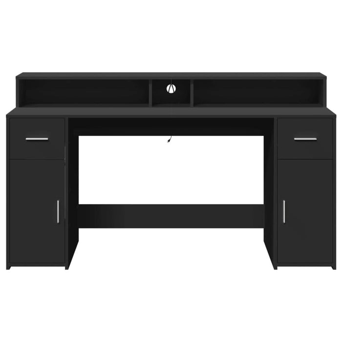 Birou cu lumini LED, negru, 160x55x91 cm, lemn prelucrat WALTI