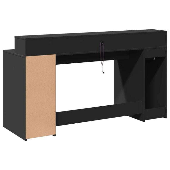 Birou cu lumini LED, negru, 160x55x91 cm, lemn prelucrat WALTI