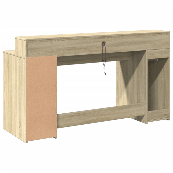 Birou cu lumini LED stejar sonoma, 160x55x91 cm, lemn prelucrat - WALTI WALTI