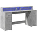 Birou cu lumini LED, gri beton, 160x55x91 cm, lemn prelucrat - WALTI WALTI