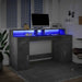 Birou cu lumini LED, gri beton, 160x55x91 cm, lemn prelucrat - WALTI WALTI