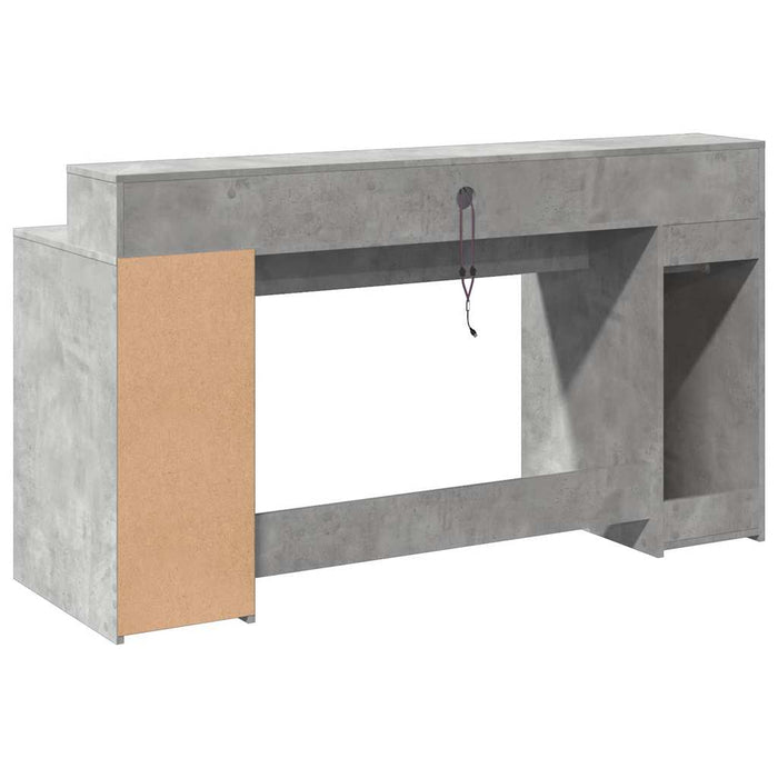 Birou cu lumini LED, gri beton, 160x55x91 cm, lemn prelucrat - WALTI WALTI