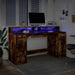 Birou cu lumini LED stejar fumuriu 160x55x91 cm lemn prelucrat - WALTI WALTI