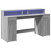 Birou cu lumini LED, gri sonoma, 160x55x91 cm, lemn prelucrat - WALTI WALTI
