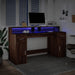 Birou cu lumini LED, stejar maro, 160x55x91 cm, lemn prelucrat - WALTI WALTI