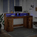 Birou cu lumini LED, lemn vechi, 160x55x91 cm, lemn prelucrat - WALTI WALTI