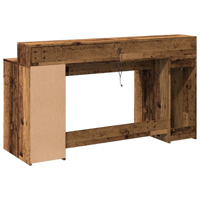 Birou cu lumini LED, lemn vechi, 160x55x91 cm, lemn prelucrat - WALTI WALTI
