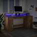 Birou cu lumini LED stejar artizanal 160x55x91cm lemn prelucrat - WALTI WALTI