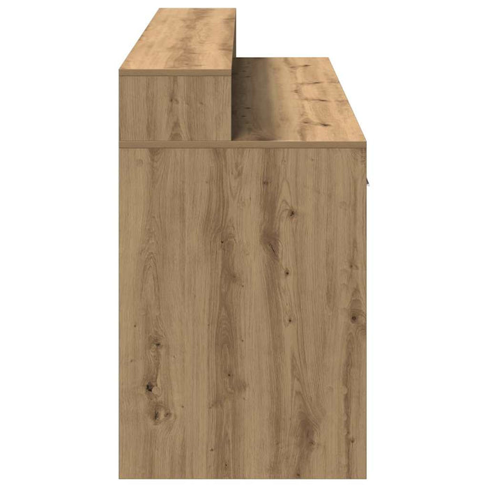 Birou cu lumini LED stejar artizanal 160x55x91cm lemn prelucrat - WALTI WALTI