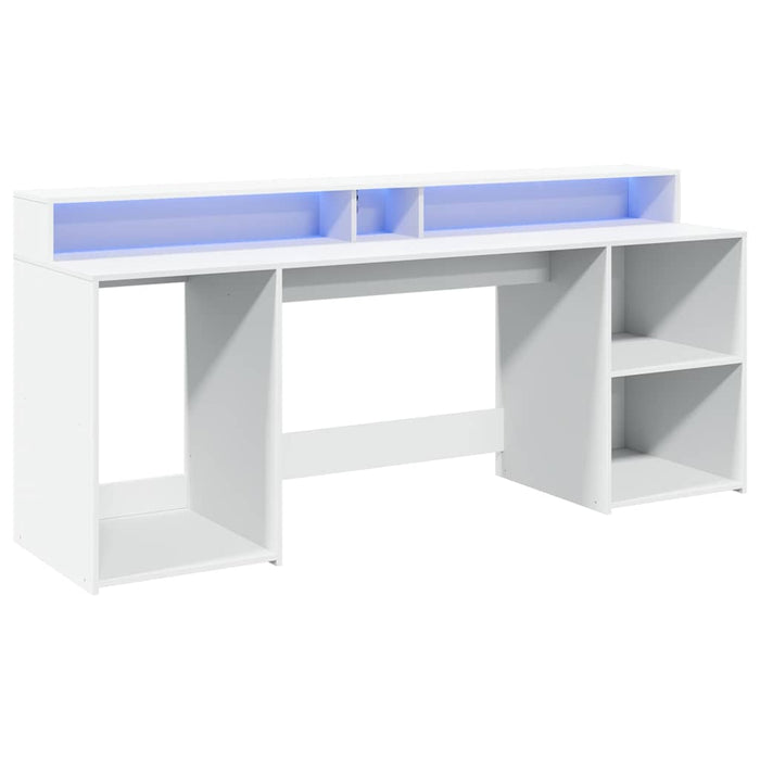 Birou cu lumini LED, alb, 200x55x91 cm, lemn prelucrat - WALTI WALTI