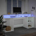 Birou cu lumini LED, alb, 200x55x91 cm, lemn prelucrat - WALTI WALTI