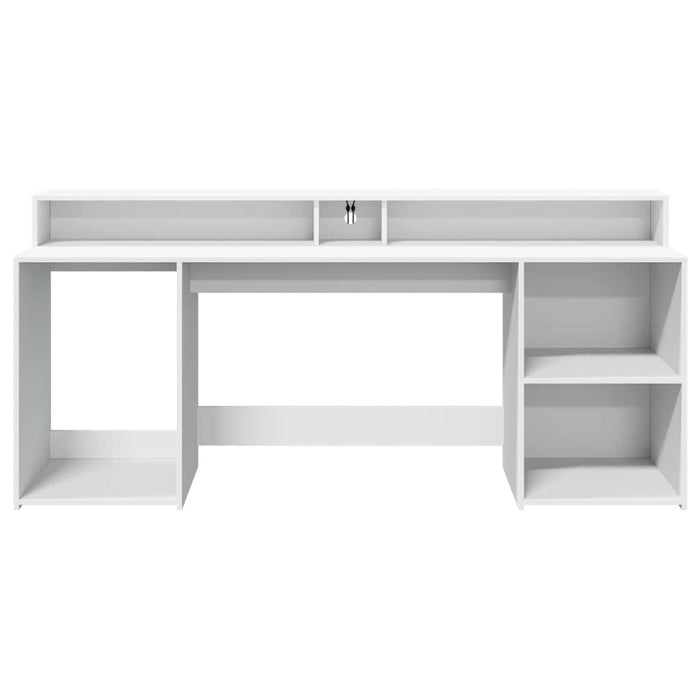 Birou cu lumini LED, alb, 200x55x91 cm, lemn prelucrat - WALTI WALTI