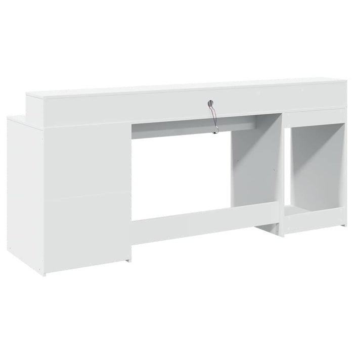 Birou cu lumini LED, alb, 200x55x91 cm, lemn prelucrat - WALTI WALTI
