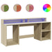 Birou cu lumini LED stejar sonoma, 200x55x91 cm, lemn prelucrat - WALTI WALTI