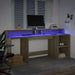 Birou cu lumini LED stejar sonoma, 200x55x91 cm, lemn prelucrat - WALTI WALTI