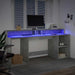 Birou cu lumini LED, gri beton, 200x55x91 cm, lemn prelucrat - WALTI WALTI