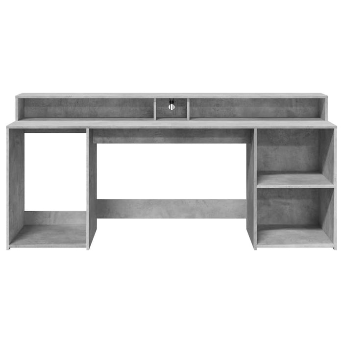Birou cu lumini LED, gri beton, 200x55x91 cm, lemn prelucrat - WALTI WALTI