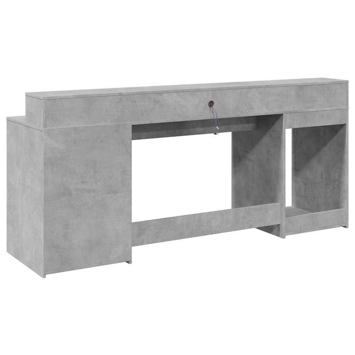 Birou cu lumini LED, gri beton, 200x55x91 cm, lemn prelucrat - WALTI WALTI