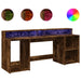 Birou cu lumini LED stejar fumuriu 200x55x91 cm lemn prelucrat - WALTI WALTI