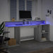 Birou cu lumini LED, gri sonoma, 200x55x91 cm, lemn prelucrat - WALTI WALTI